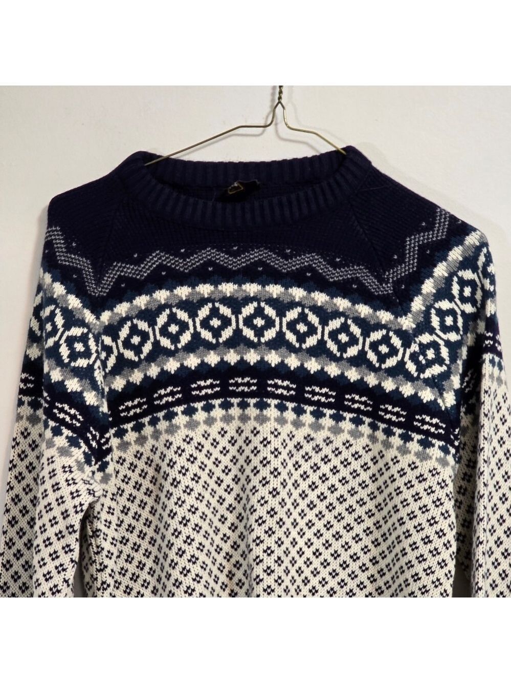 Keynote Knit Navy and White Patterned Crew Neck Sweater - Picture 2 of 7
